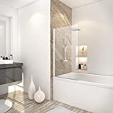Schulte Pare-baignoire pivotant, paroi rabattable, écran avec profilé blanc, 1 volet pliant, verre transparent, 70x130 cm