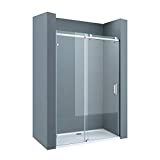 Paroi de douche transparent pour niche 115cm porte de douche coulissante Sogood Teramo4-2 en verre de sécurité anticalcaire 115x195cm
