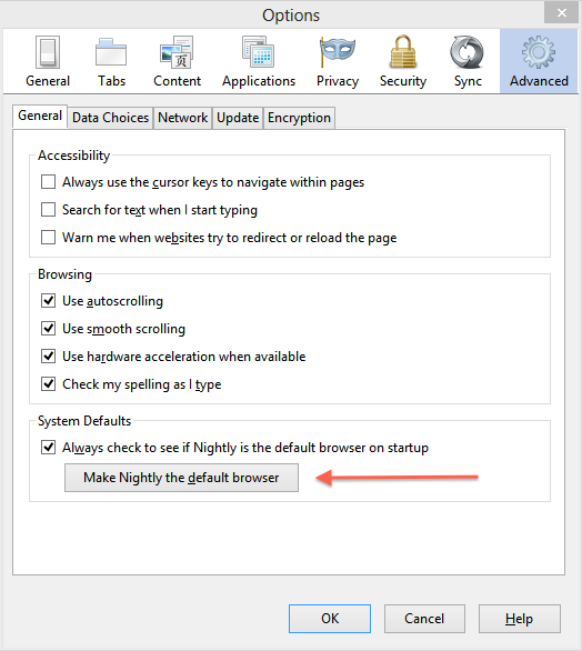 options Firefox Modern UI pour Windows 8