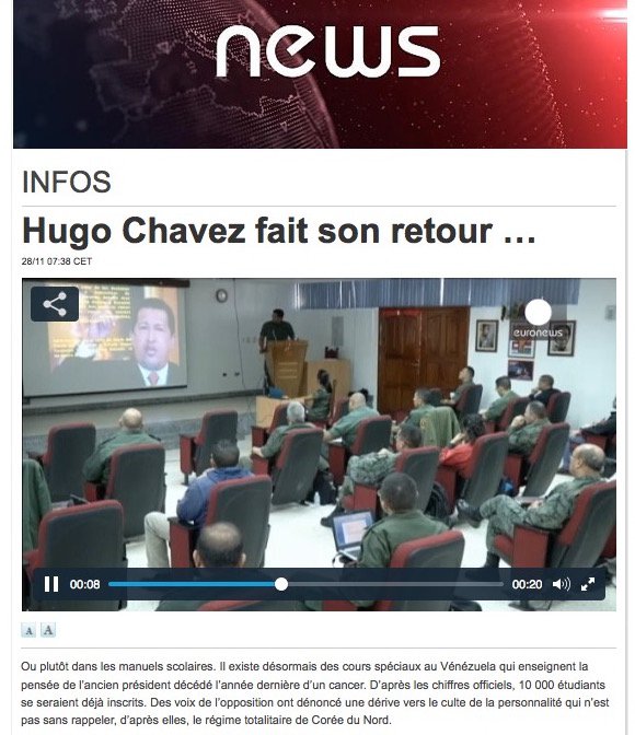 chavez Petit fail chez Euronews, for the lulz