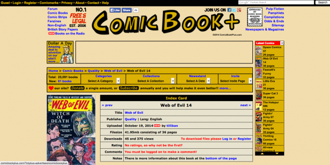 comicbookplus 650x325 25 000 Comic Books en téléchargement gratuit