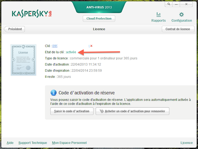 kav Kasperksy Antivirus 2013 gratuit pendant 1 an