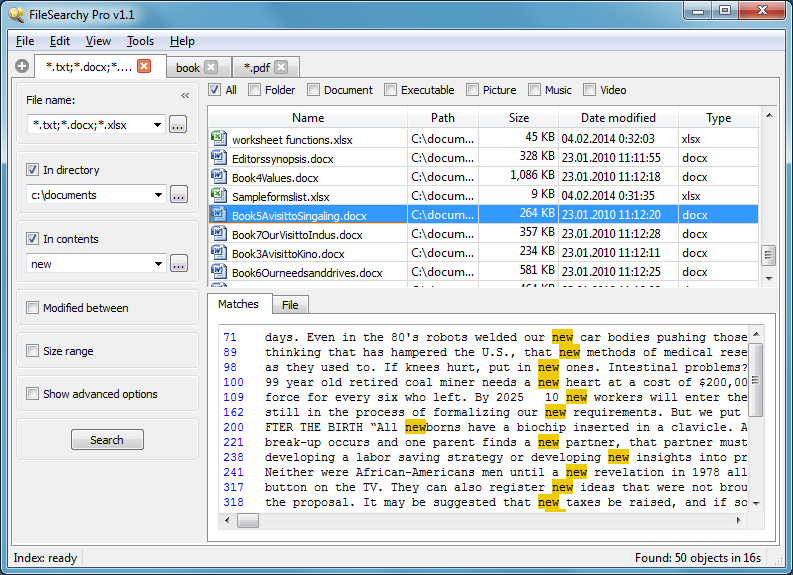 screenshot1 FileSearchy   Un outil pour faciliter vos recherches Windows