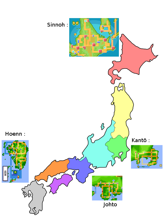 les regions dans pokemon