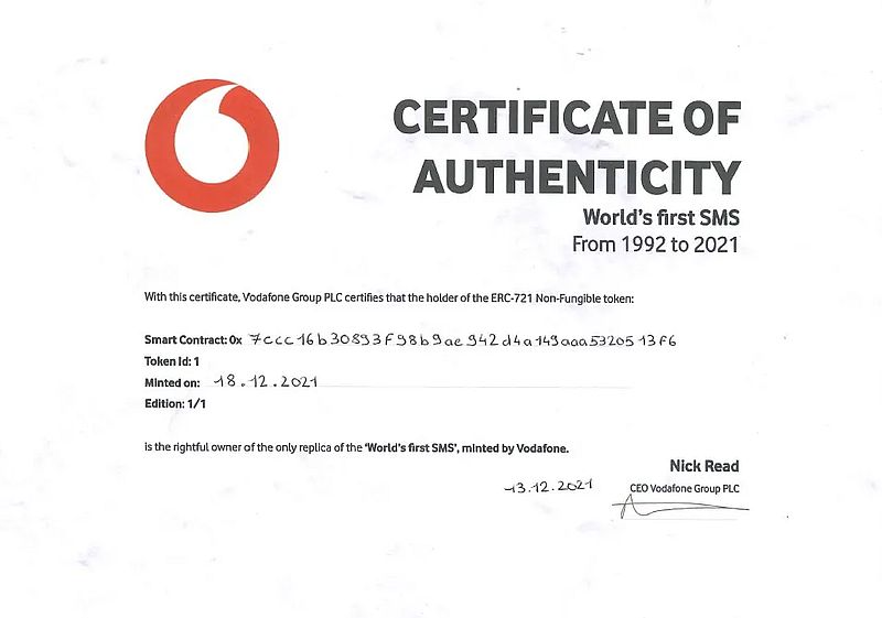 certificat d'authenticité