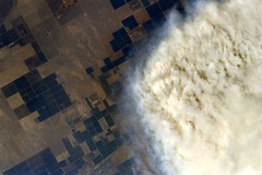Smoke clouds over crops