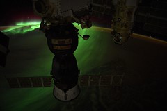 Dark Soyuz over aurora