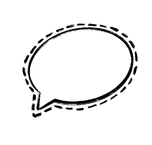 schéma d'une bulle de conversation en partie pointillée, en partie en traits pleins