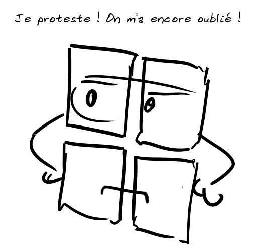Le logo Mircrosoft râle : Je proteste ! On m'a encore oublié !