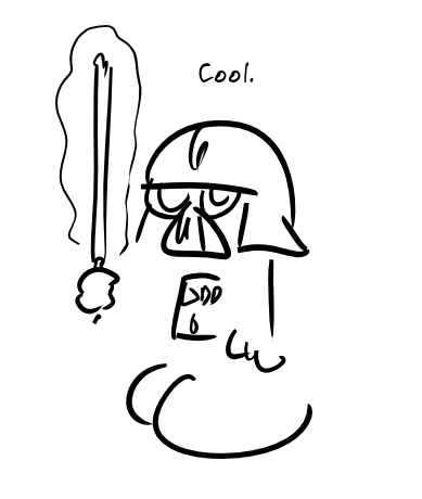 Darth Vader, un sabre laser à la main : Cool.