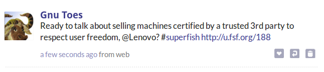 Microblog about Lenovo's Superfish vulnerability.