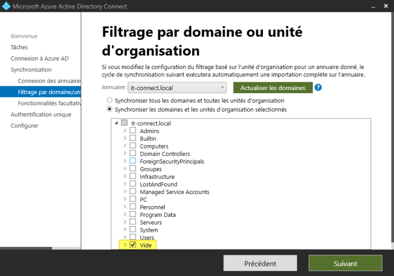 Azure AD Connect - Désynchroniser tous les comptes