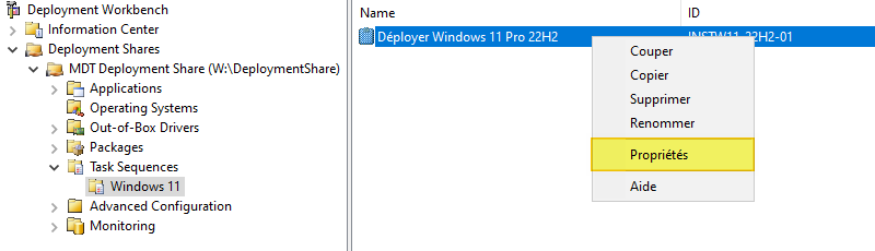 MDT avec Windows Server 2022 - Créer une séquence de tâches - Etape 9
