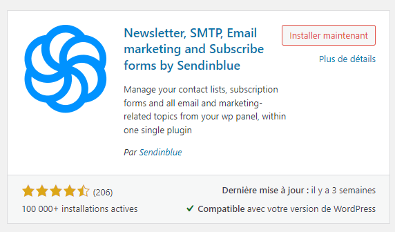 WordPress - Installation du plugin SendInBlue