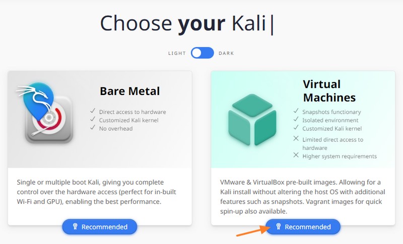 Télécharger le modèle OVA de Kali Linux