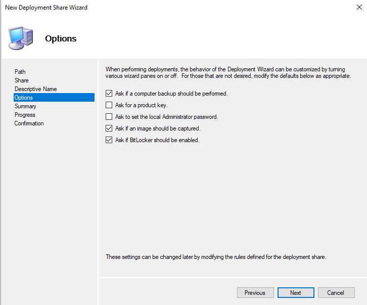 MDT avec Windows Server 2022 - Créer Deployment Share - Etape 5