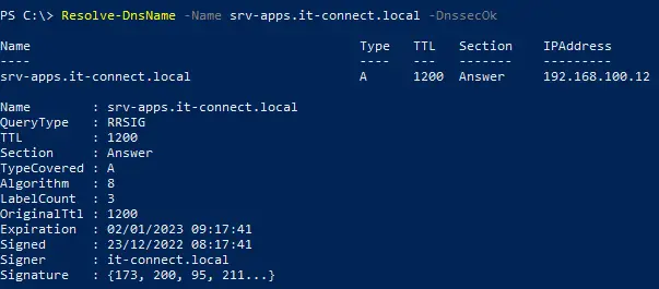 DNSSEC - Resolve-DnsName DnsSecOk