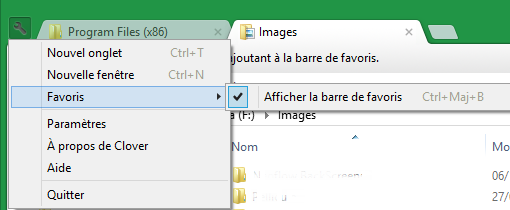 Affichage des favoris Clover clover windows