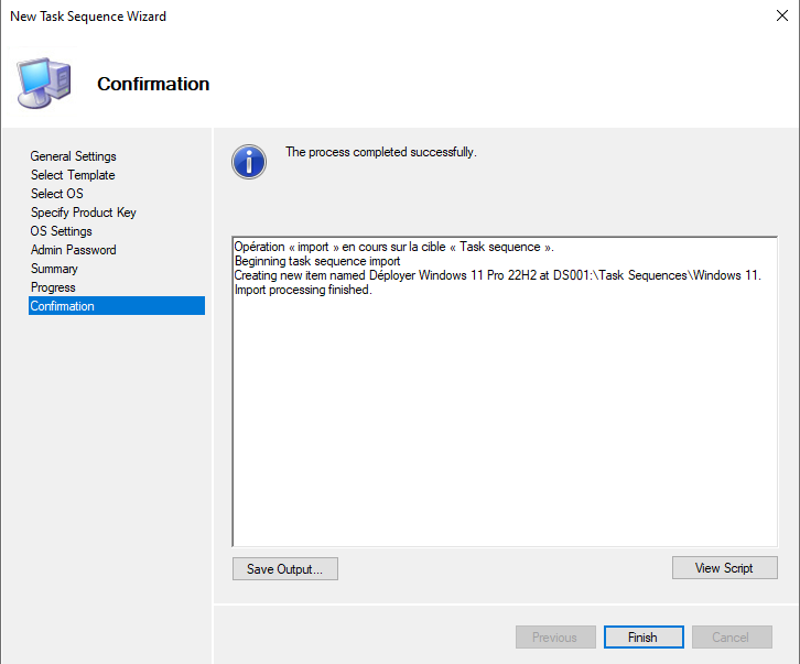 MDT avec Windows Server 2022 - Créer une séquence de tâches - Etape 8
