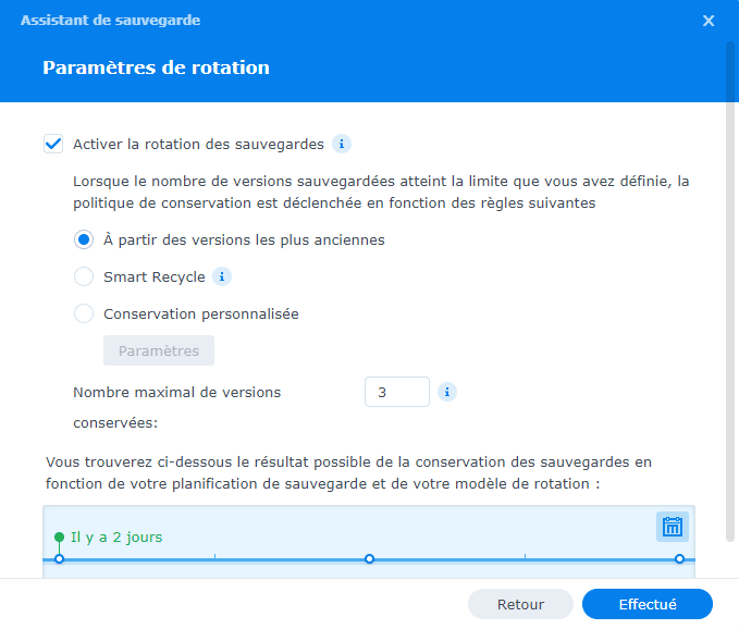 Synology - Hyper Backup - Rotation des sauvegardes