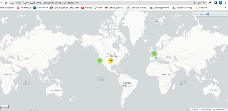 Wireshark - Carte des adresses IP publiques