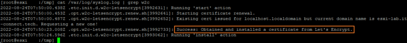 VMware ESXi - Log Let's Encrypt