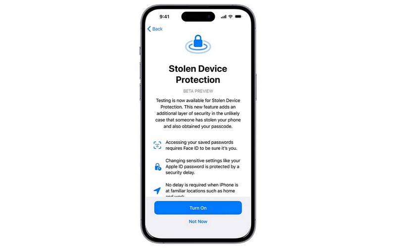 iOS 17.3 - Protection appareil volé