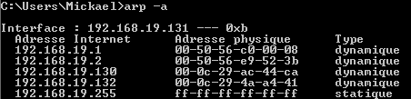 Arp spoofing, table ARP