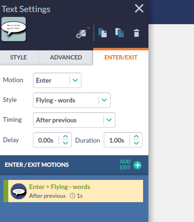 GoAnimate - Animation d'entrée et de sortie