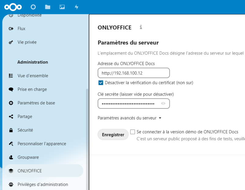 Nextcloud - Configurer ONLYOFFICE