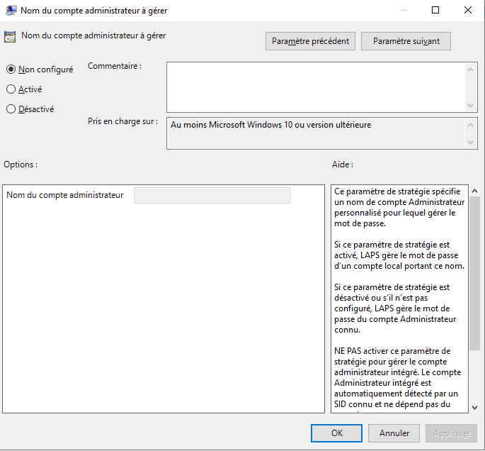 Windows LAPS - GPO - Nom du compte administrateur à gérer