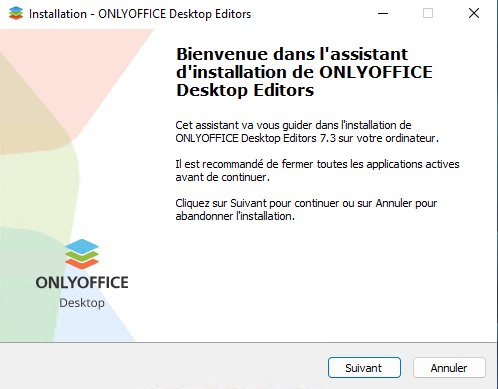 Installation ONLYOFFICE Desktop Editors - Etape 1