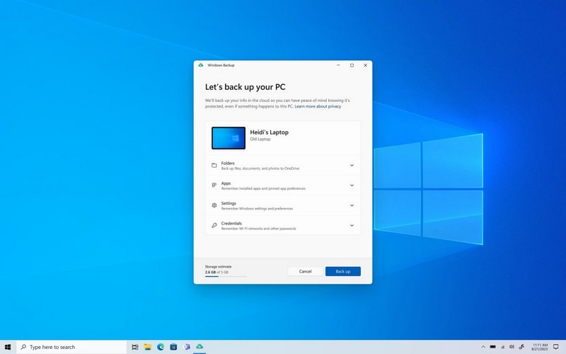 Windows 11 22H2 Moment 4 - Sauvegarde Windows