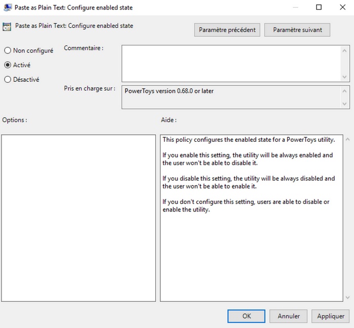 Activer ou désactiver un outil PowerToys par GPO