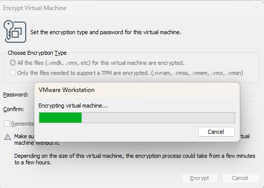 VMware Workstation Pro 17 - Chiffrer une VM - Etape 3