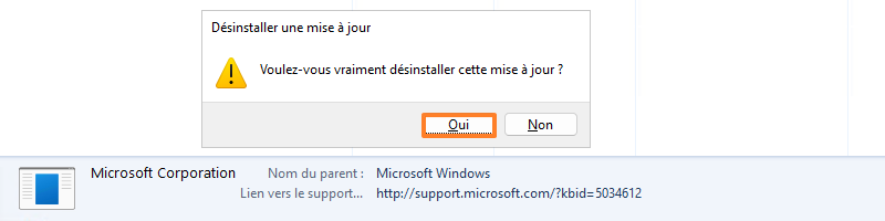 Windows 11 - Désinstaller mise à jour Windows Update - Etape 4