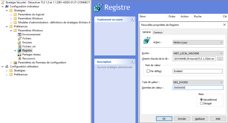 GPO - Désactiver TLS 1.0 et TLS 1.1