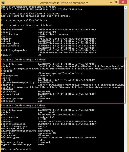 Ajout d'une entrée dans bcdedit vhdxboot2