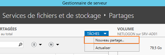 Créer un nouveau partage