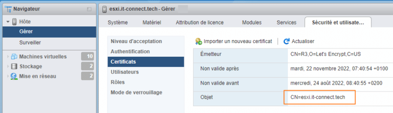 VMware ESXi - Certificat SSL Let's Encrypt