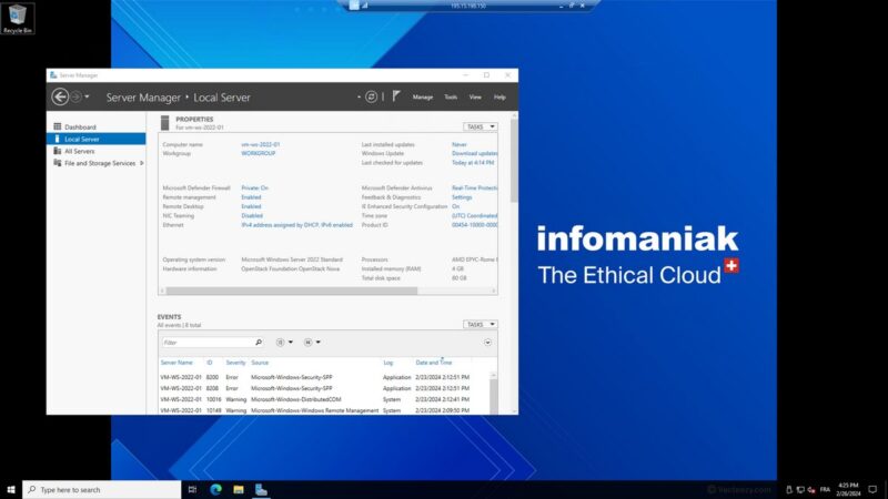 Infomaniak - OpenStack - VM Windows Server 2022