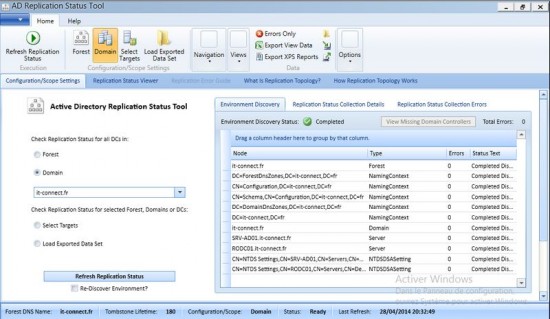 Aperçu de Active Directory Replication Status Tool