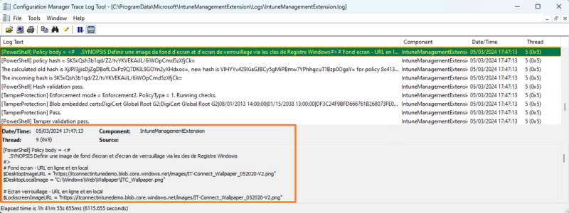 Intune - Logs - Exécution Script PowerShell