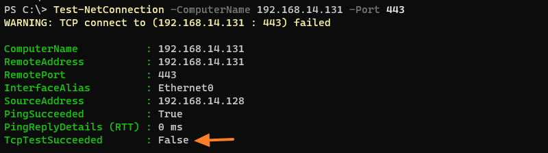 PowerShell - Test-NetConnection - Port fermé