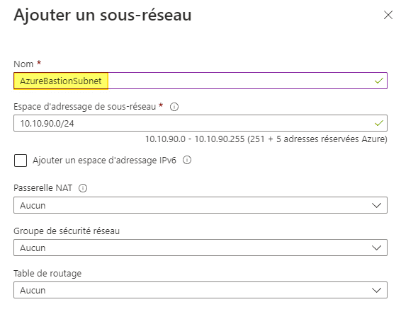 Azure Bastion - AzureBastionSubnet