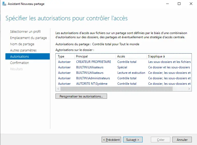 Windows Server 2022 - Créer un partage SMB - Etape 6
