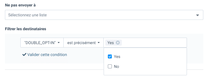 Sendinblue - Filtre sur DOUBLE_OPT-IN