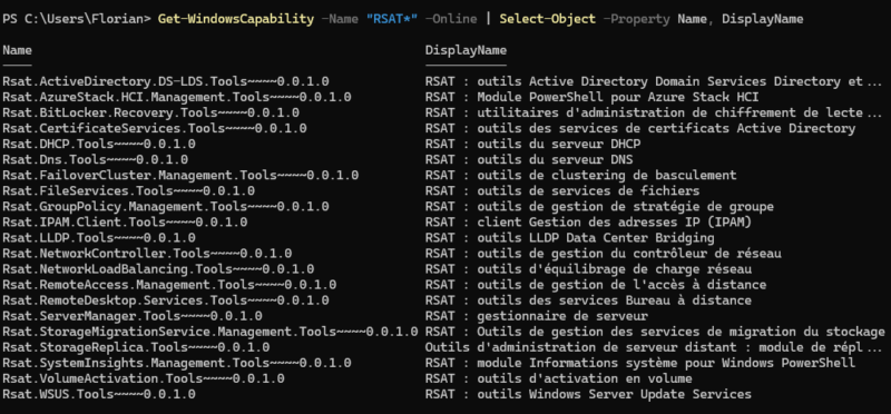 Installer fonctionnalité facultative RSAT avec PowerShell