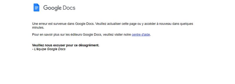 Panne Google Docs
