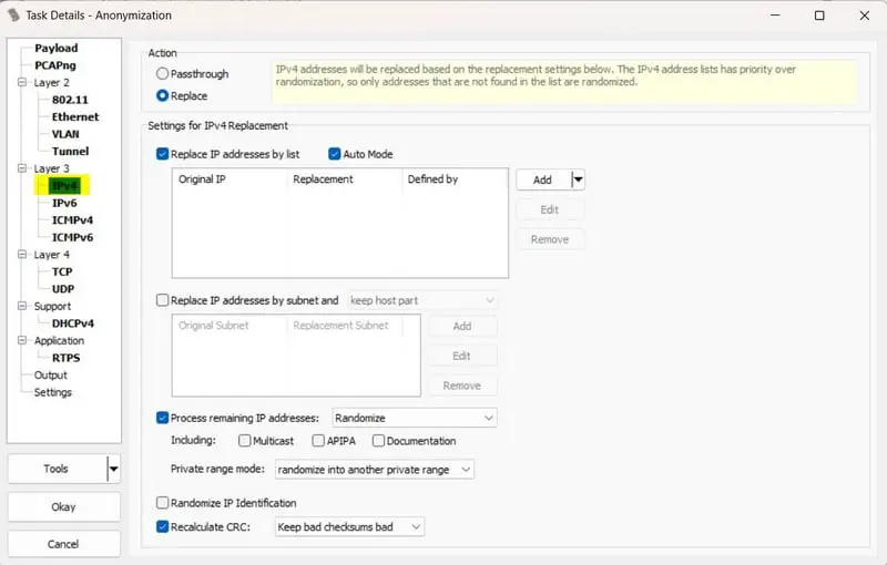 TraceWrangler - Onglet IPv4